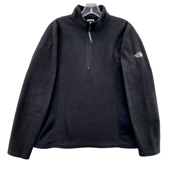 North Face Sweater Women Large Black Fleece Pullover 1/4 Zip Base Layer Gorpcore - Picture 1 of 11